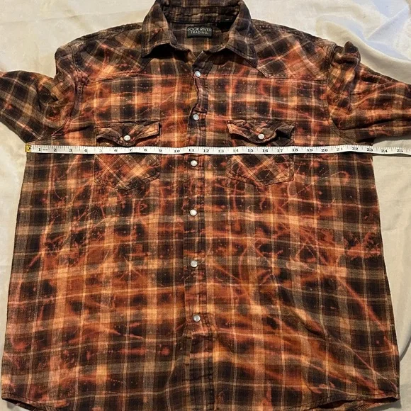 Upcycled Tee Queensryche The Verdict 
Bleached Flannel Shirt Sz L - Picture 4 of 6